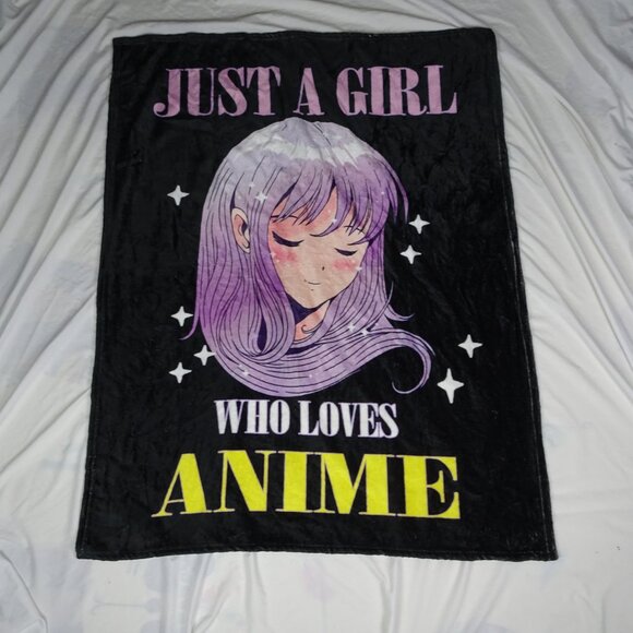 Just A Girl Who Loves Anime Throw Blanket 39inx49in - Picture 1 of 6